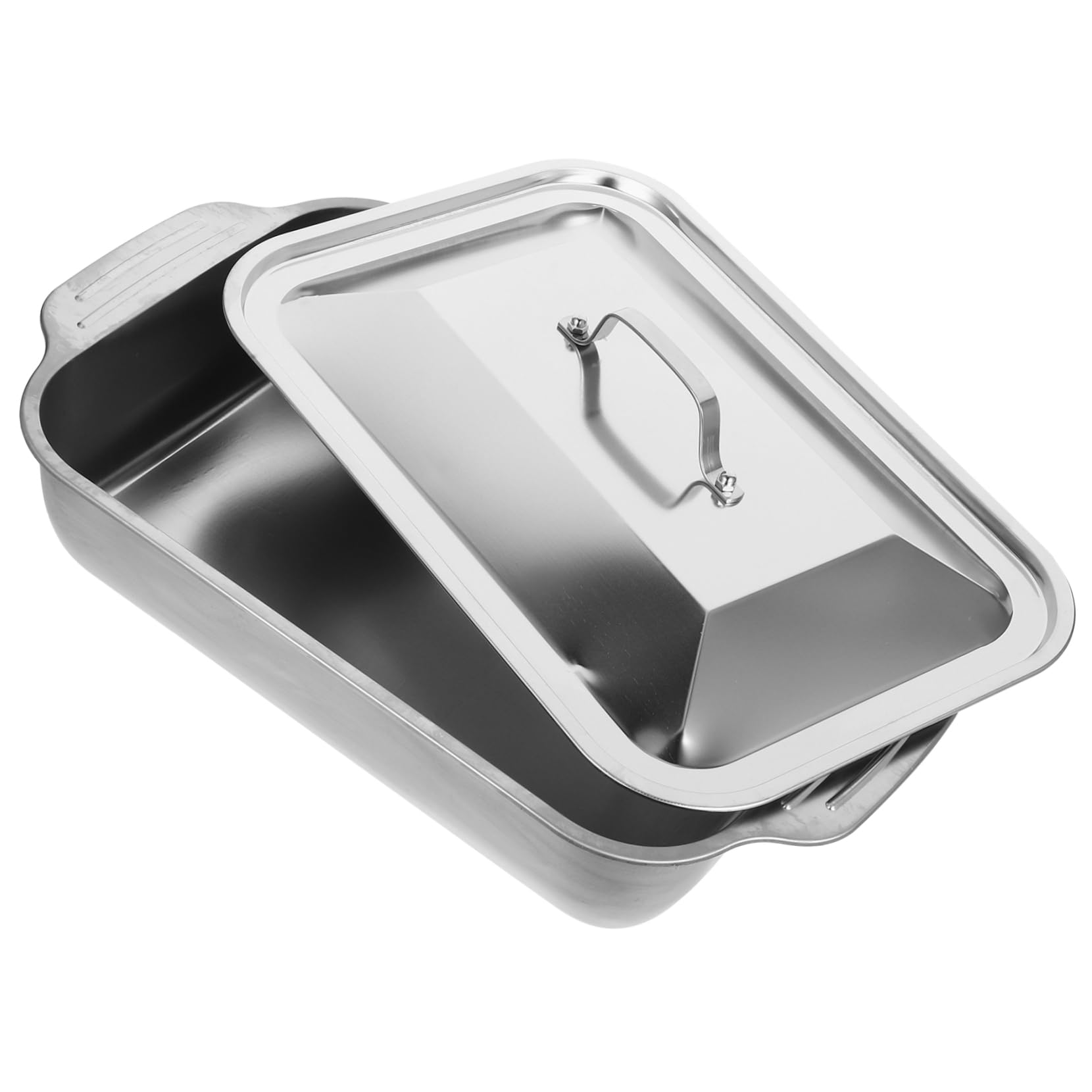 Bratreine mit Antihaft Beschichtung mit Deckel Rechteckige Bratform aus Edelstahl für Schonendes Braten und Grillen von Fisch