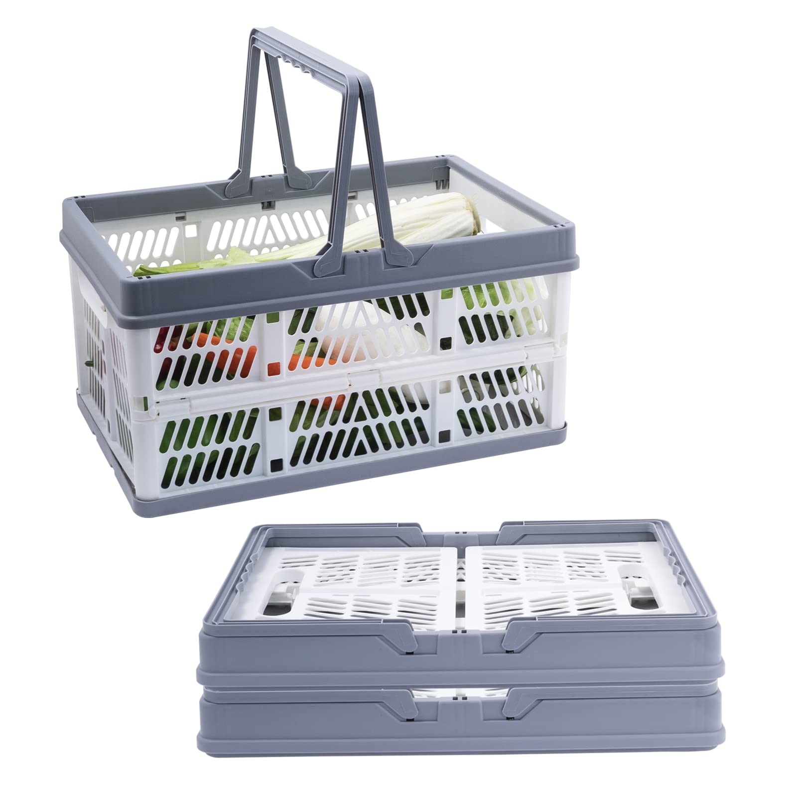 3 Pack Collapsible Storage Crates with Handles, Stackable Folding 3 Pack Collapsible Storage Crates with Handles, Stackable Folding