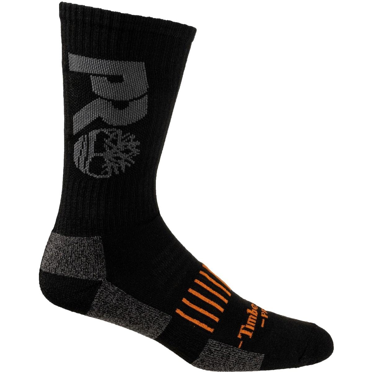 Timberland Pro Big Logo Half Cushion Crew Sock 3 Pack Black X-Large Black