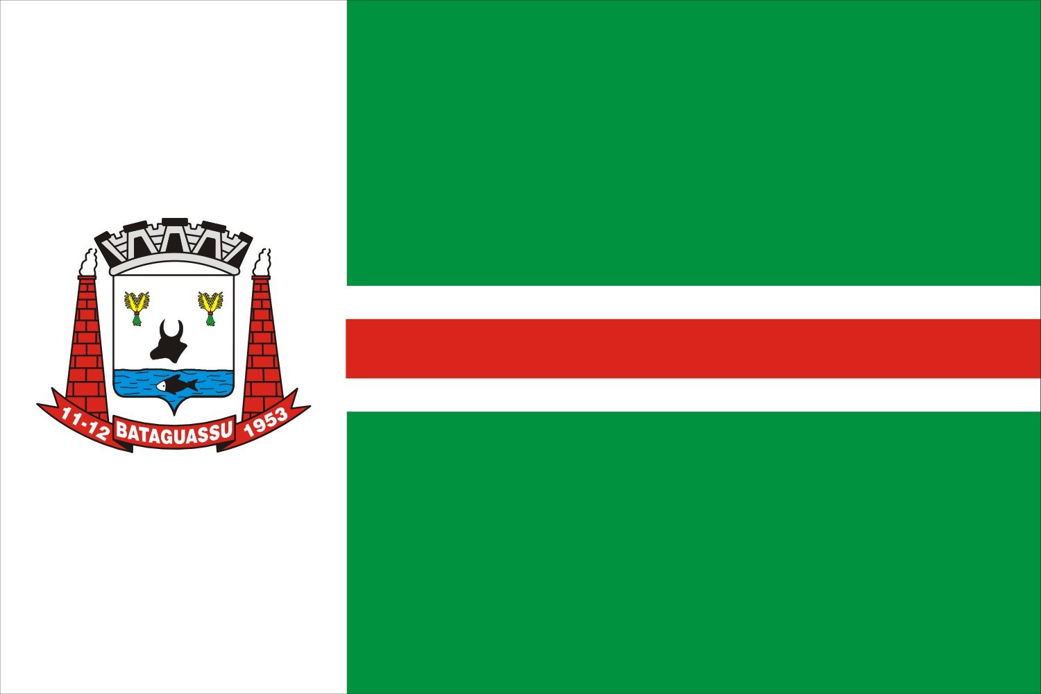 Drapeau de Bataguassu Mato Grosso do Sul de grand format pour pavillon