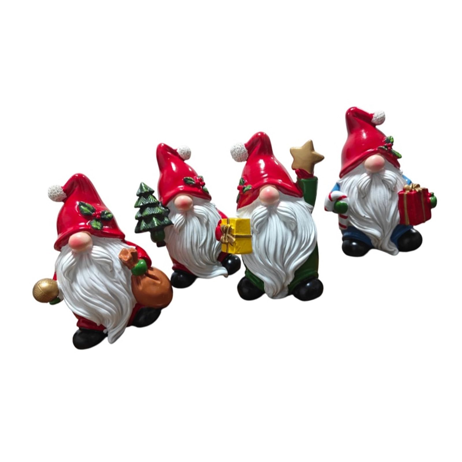 Pieza de decoración navideña Resinas no tóxicas Estatua de gnomos de Papá Noel Diseño Resistente a la Intemperie para Festivos Adorno Espacial Estatuilla de Papá Noel