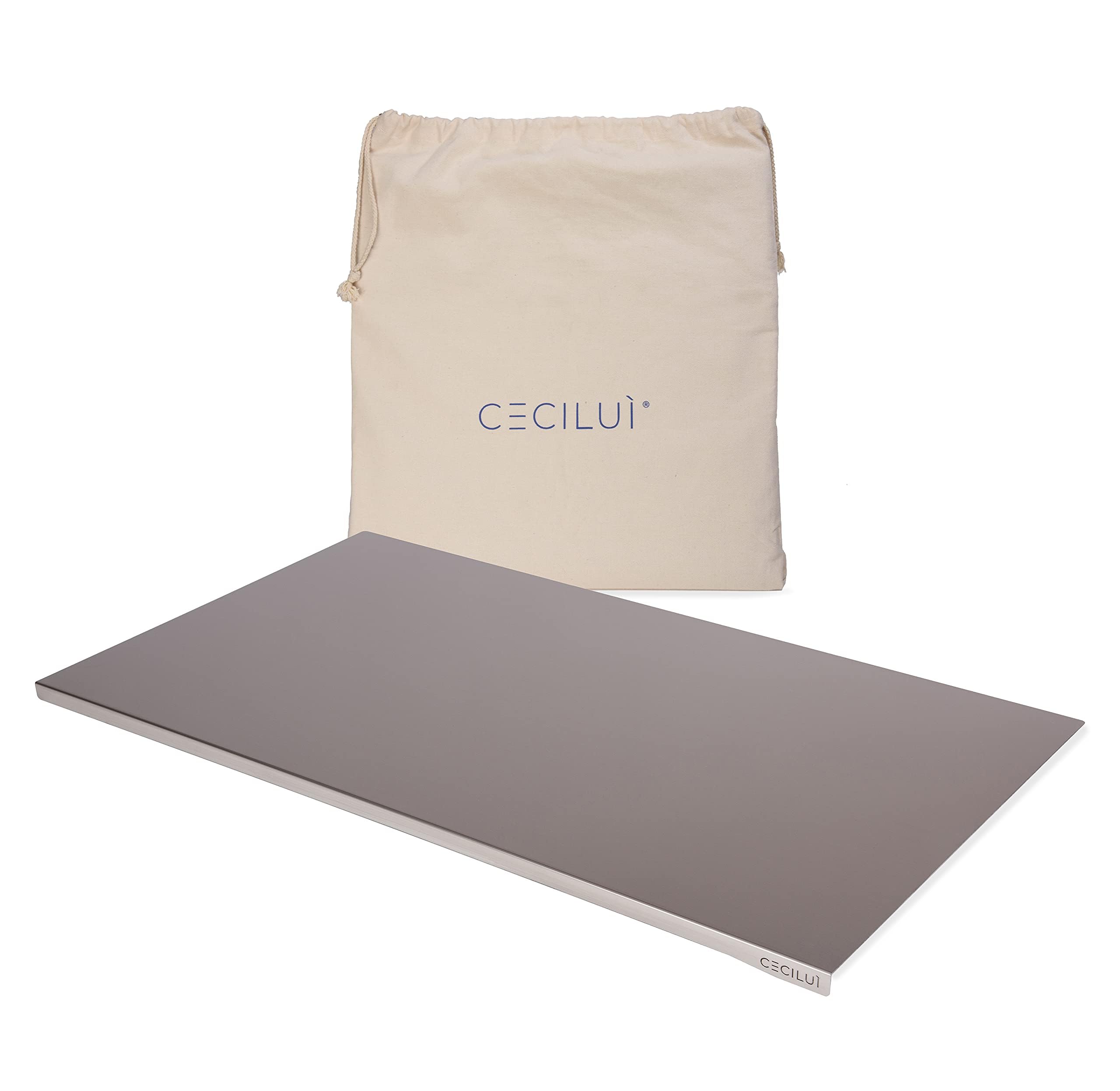 CECILUÌ Spianatoia per Impastare Acciaio Inox 2.0 Sacca di Cotone Tagliere da Cucina Professionale in Varie Dimensioni Made in Italy Pizza Piano Lavoro Accessori Pasticceria (60x50)