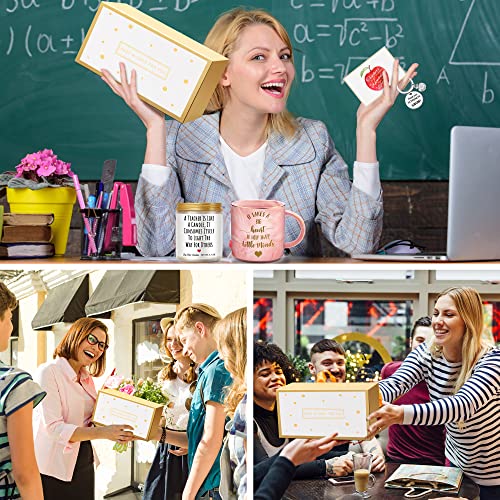 Teacher Gifts Thank You Gifts Basket For Women Teacher Appreciation Gifts Sets From Student Best Teacher Gifts Big Heart Pink Coffee Mug Graduation Gifts Cups Keychain Candle Gifts For Teachers Women #TOP6