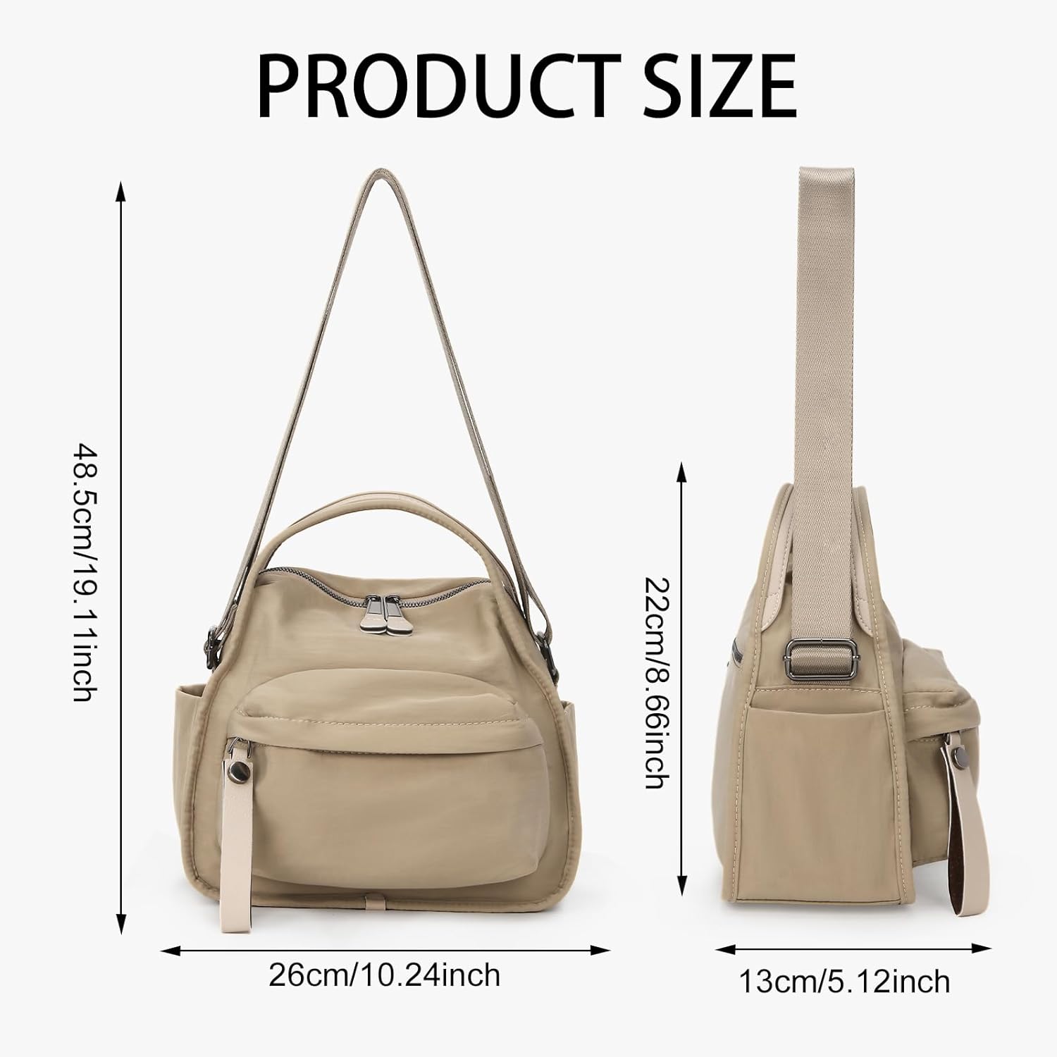 Elegant Solid Color Shoulder Bag for Women Casual Nylon Front Pocket Crossbody Casual Trendy Textured Commuter Bag - Image 3