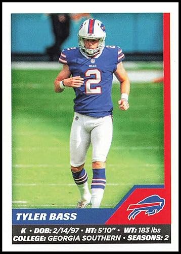 2021 Panini Stickers 54 Tyler Bass Buffalo Bills NFL Football Mini Sticker Trading Card
