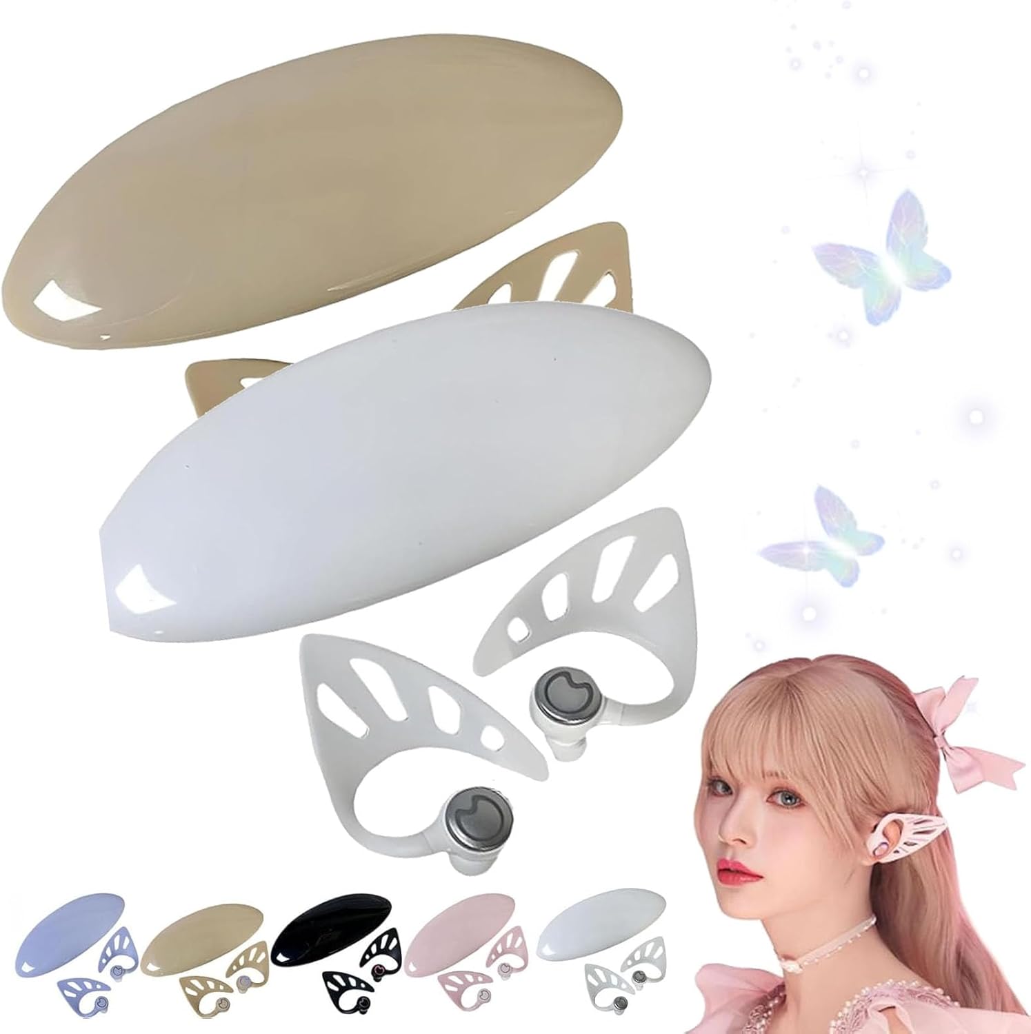 Elf Ear Headphones, Elf Headphones, Elf Ear Headphones Bluetooth, Elf Headphones Wireless, IPX4 Water Resistant, Dual Microphone Noise Reduction, Elf In-Ear Earbuds with Charging Case (2pcs-G)