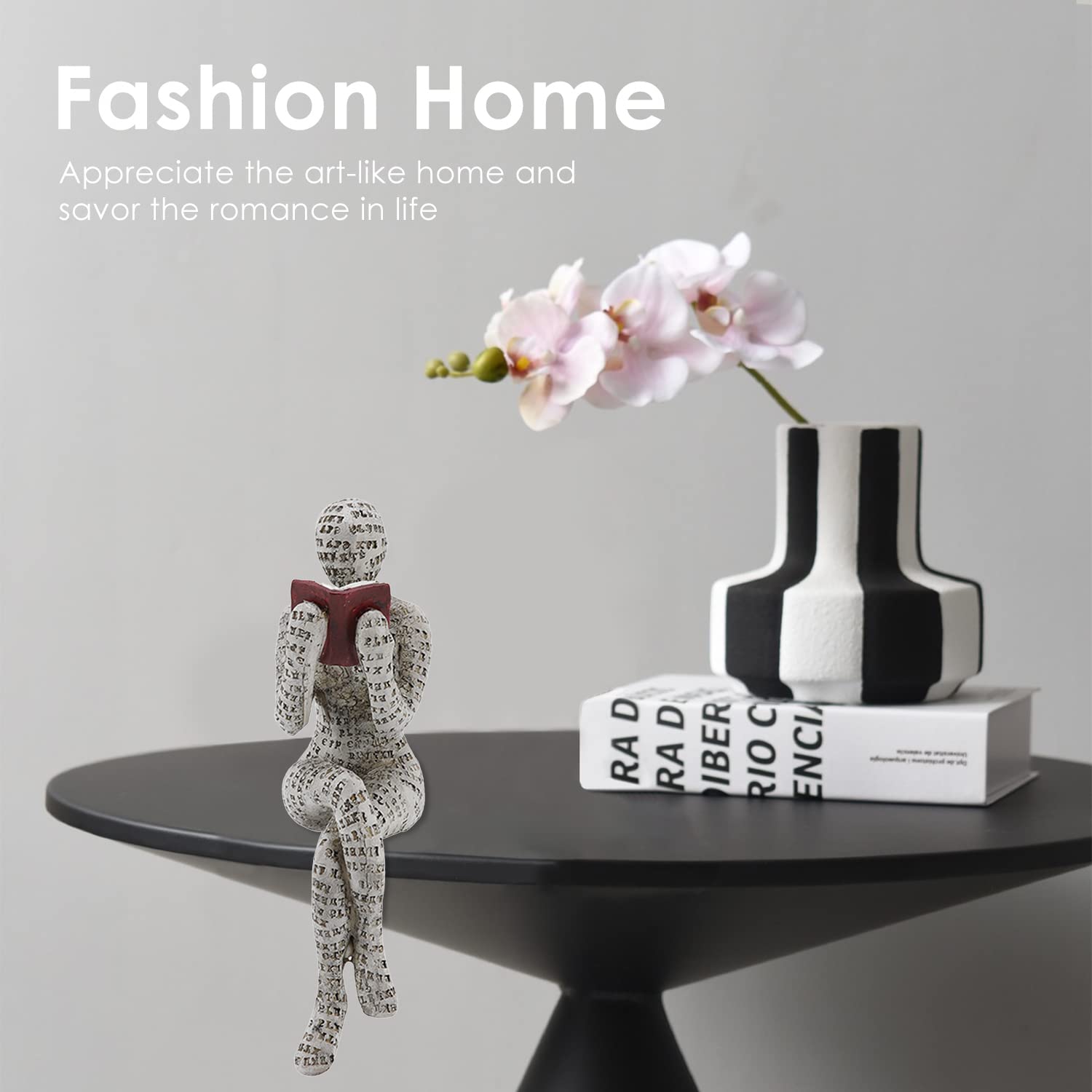 Buachois Reading Woman Figurine,Figure Sculpture Sculpted Hand Painted Figure Simple Figure Ornament Personalized Desktop Decorative Crafts Bookshelf Ornaments for Home (D) - Image 2