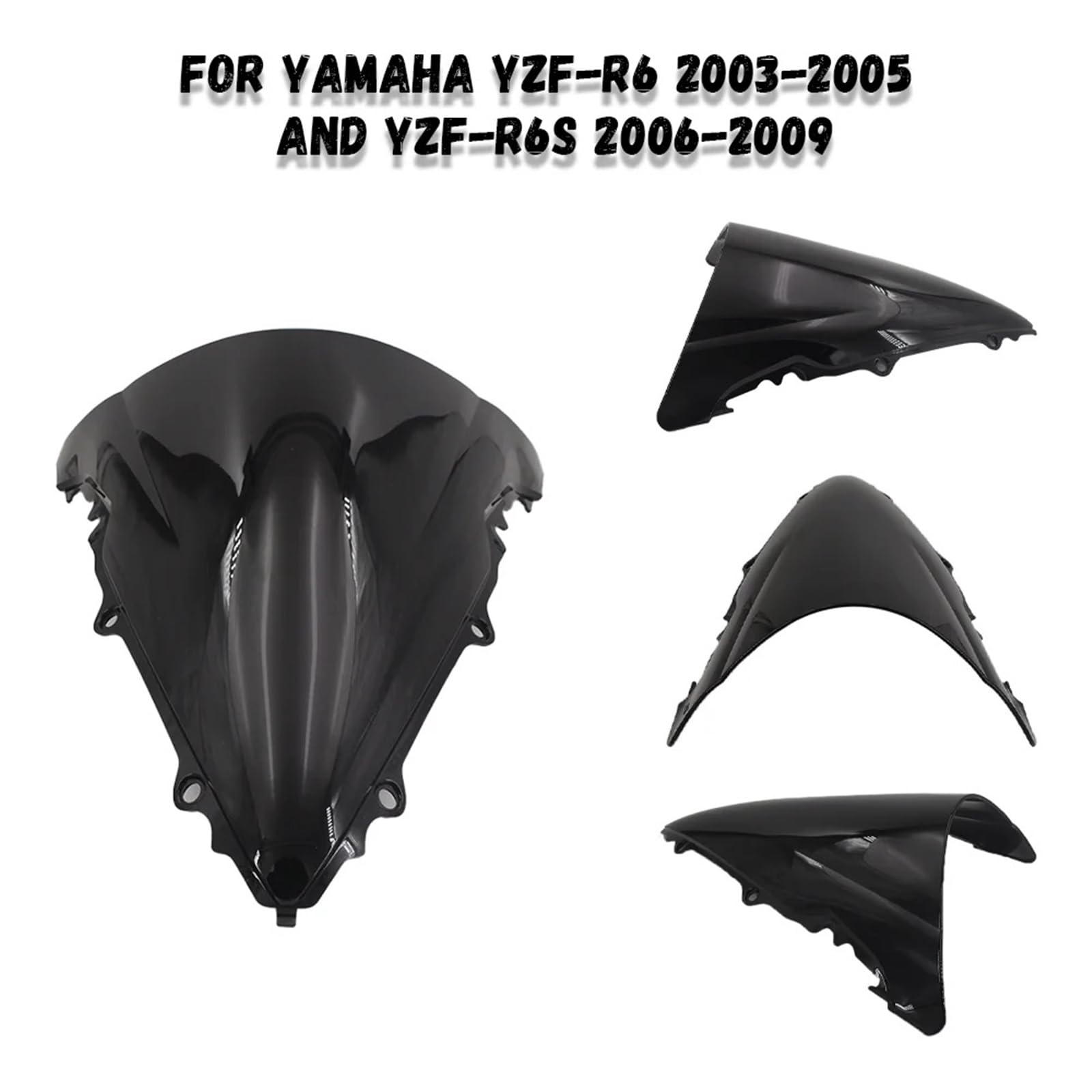 Deflektor motocykla Pasuje do YAMAHA YZF-R6 2003 2004 2005 R6S 06-09 Przednie deflektory szyby przedniej ABS Szyba przednia