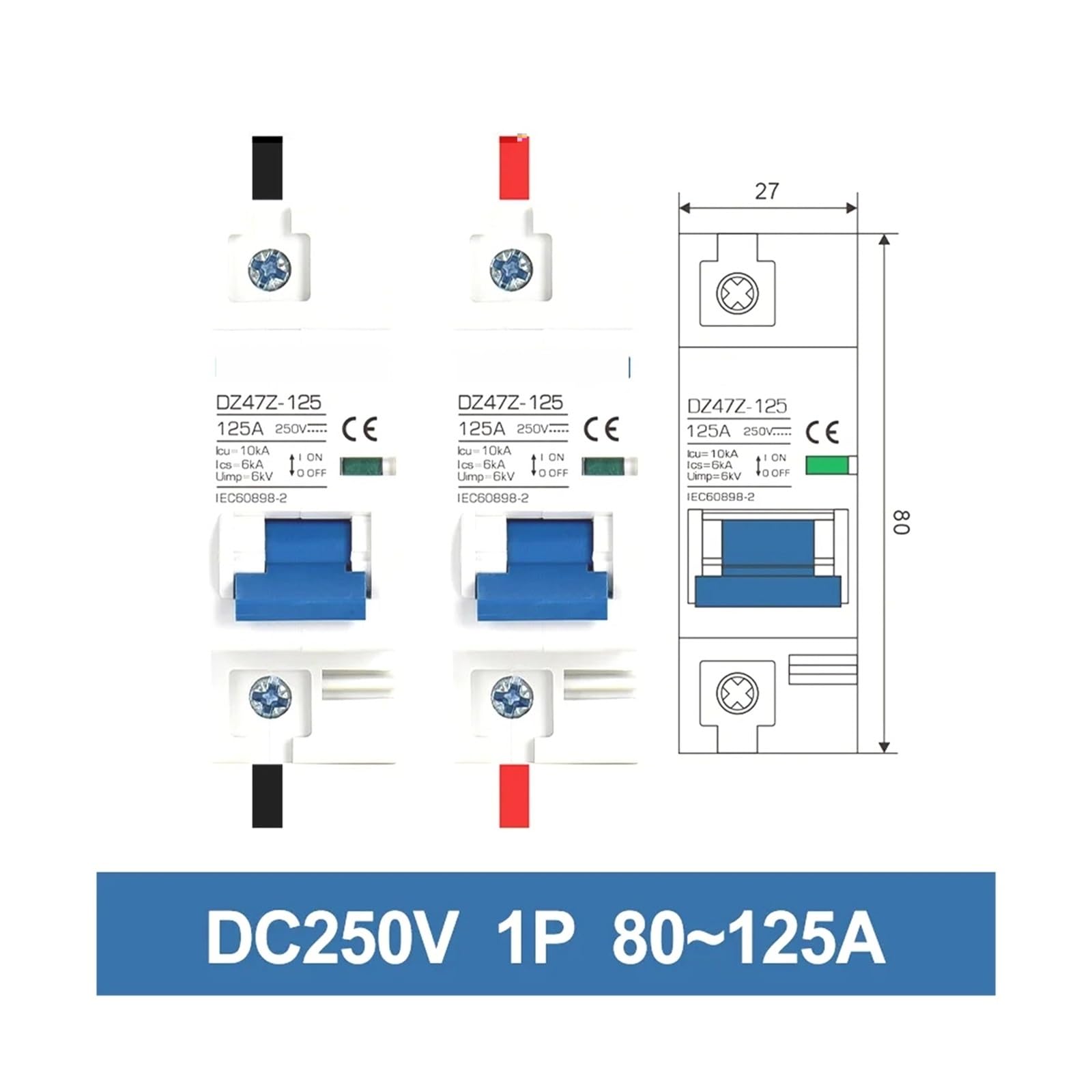 Interruttore Automatico Fotovoltaico DC Sezionatore MCB DC250V 500V 1000V 16A 32A 40A 50A 63A 80A 100A 125A