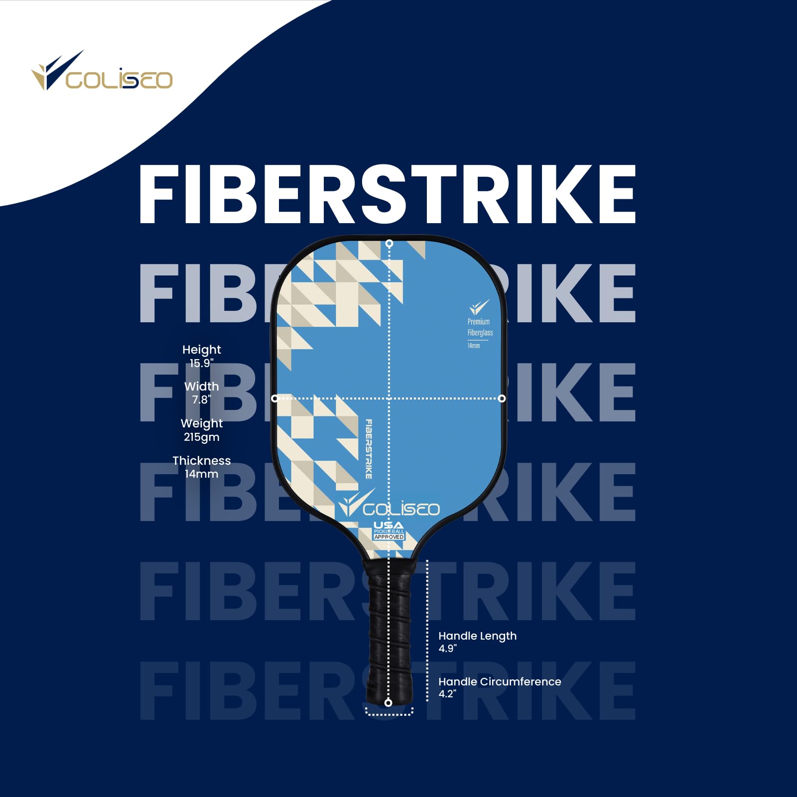 COLISEO FiberStrike Pickleball Paddle Set of 2 β Premium Fiberglass Pickleball Racket Set for Beginners, Lightweight 14mm PP Honeycomb Core, 2 Paddles, 4 Balls & Carry Bag - Indoor & Outdoor Play 3