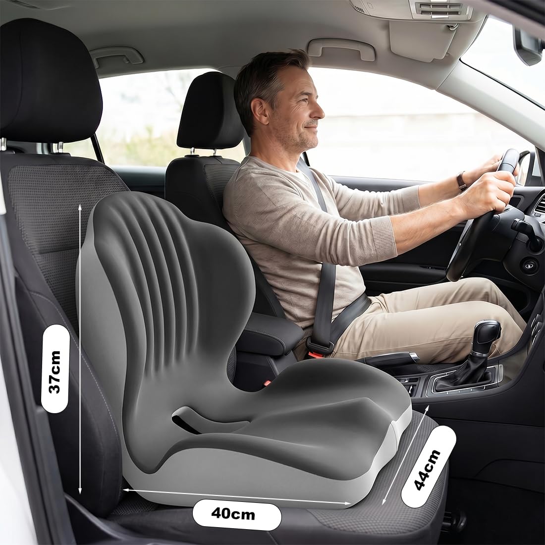 LOMUG Cojín ortopédico con respaldo, espuma viscoelástica en forma de L, cojín ergonómico de apoyo lumbar para ciática y coxis para silla de oficina, coche, hogar, oficina