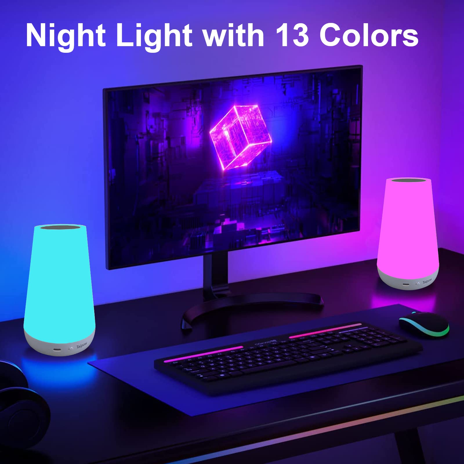 Touch Lampada da Comodino con Telecomando, LED Lampada da Tavolo Senza Fili con 13 Colori, Luce Notturna Bambini per Camera da Letto, Cameretta dei Bambini Soggiorno