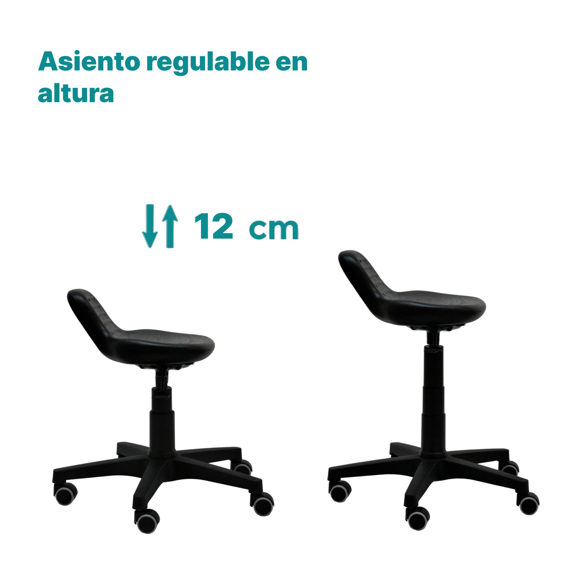 Silla de Trabajo Mini Work de Poliuretano. Alto, con reposapies y Ruedas de Nylon (Base Negra)