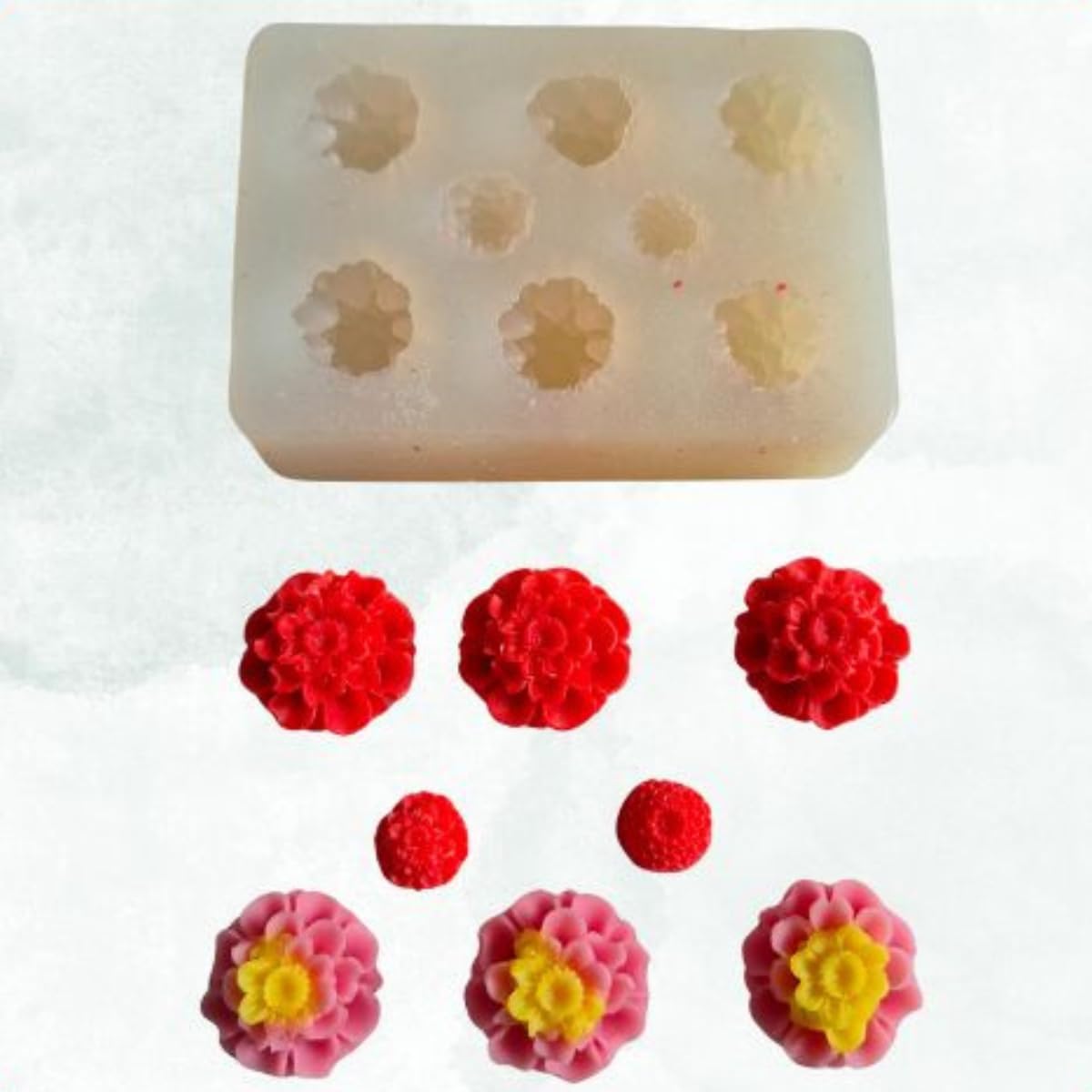 8 Cavity Marigold Flower Mould Silicone Candle Molds for Chocolate Fondant Candy Cake Decoration Cupcake Topper Jelly Dessert Ice Cube Wax Soap Bath Bomb Floral Carnation Resin Craft Jewelry Mold-image-22