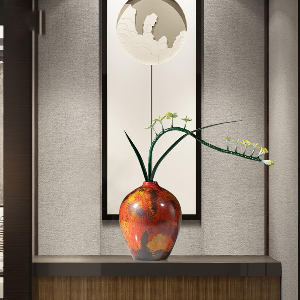 Orchidea Mosiężny wazon Ozdoba Oszałamiająca metalowa rzeźba kwiatowa
