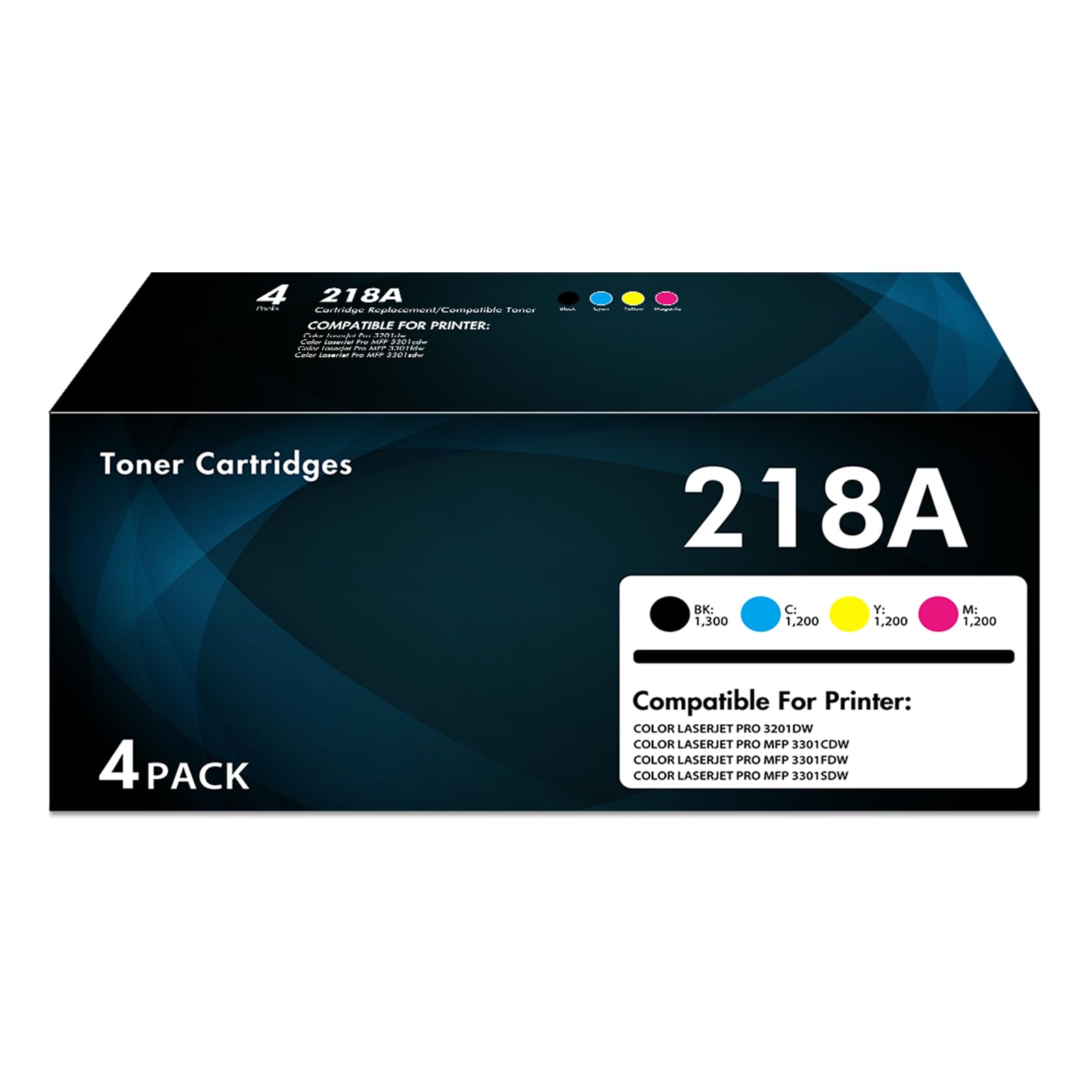 218A Toner Cartridges 4 Pack| 3301fdw 3201dw Toner Compatible for HP 218A W2180A 218X W2180X Toner for Color Laser Pro 3201dw MFP 3301 Series 3301fdw 3301sdw 3301cdw Printer Ink (with Chip)