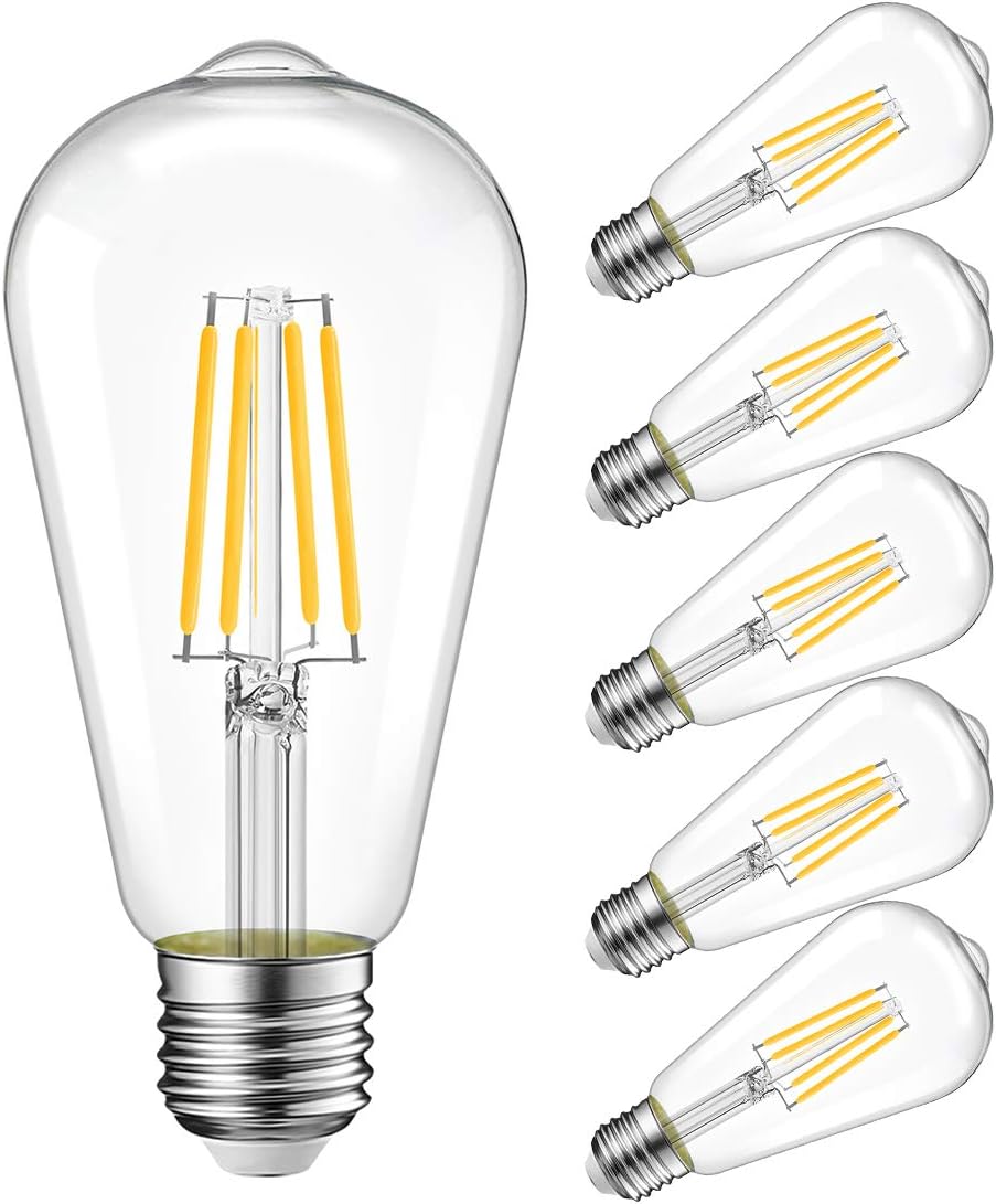 Soft White LED Vintage Filament Bulbs, Pack of 6