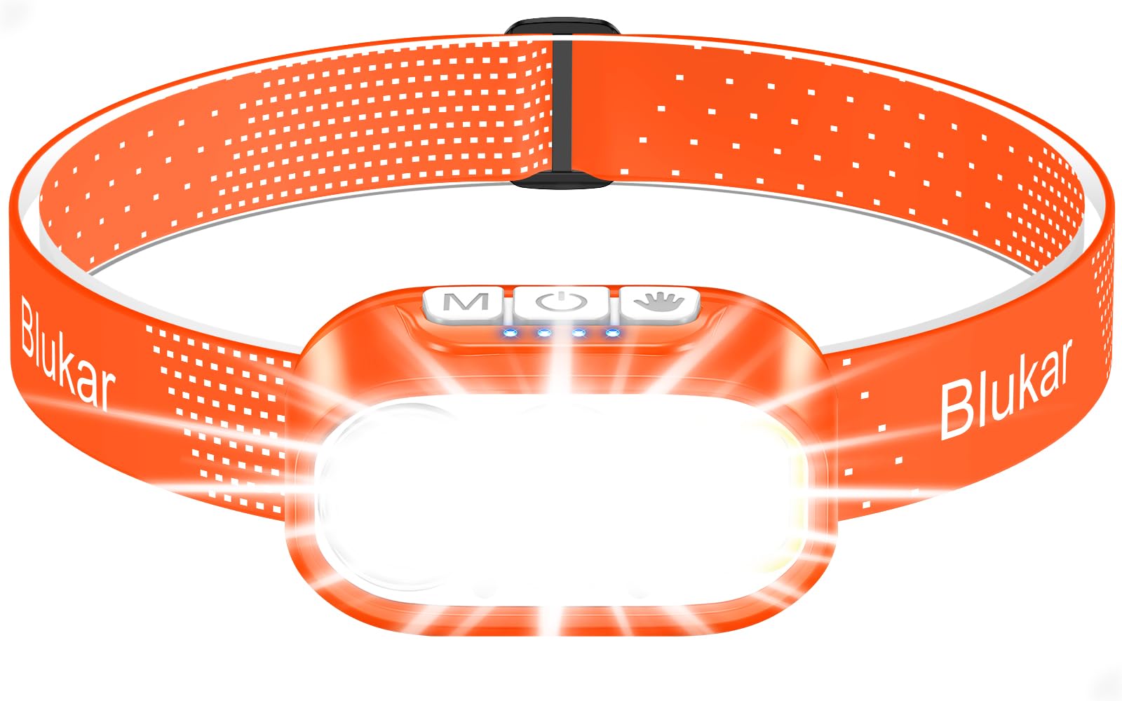 Blukar Stirnlampe LED 2 Farbtemperatur Wiederaufladbar, Superhell Kopflampe Stirnlampe Dimmbar mit Rotlicht & Sensor, 12 Lichtmodi, Wasserdicht & 30H+ Dauer für Stromausfälle/Camping/Laufen, Orange