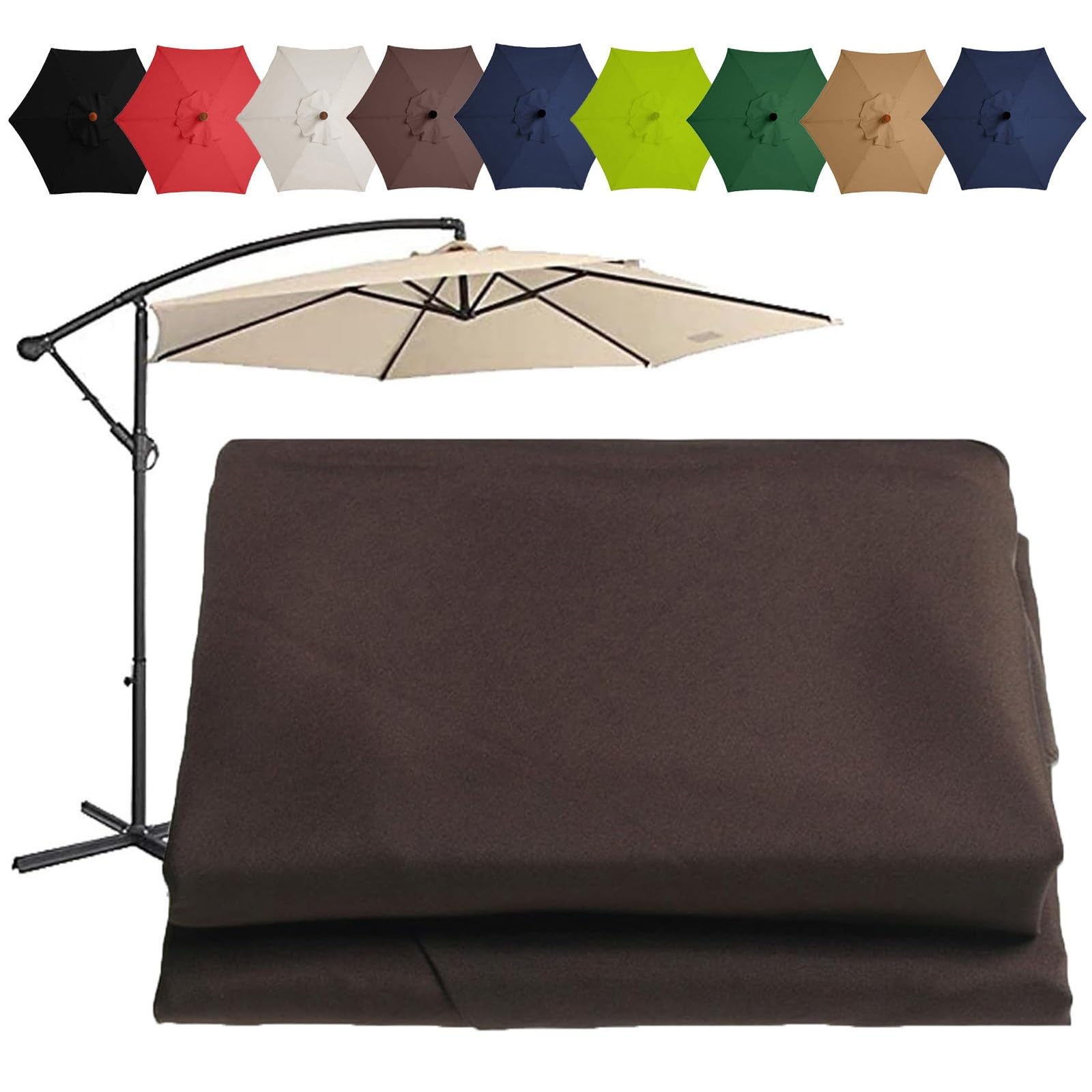 Patio Umbrella Replacement Top, Market Table Umbrella Top Replacement Cloth, 6 Ribs/8 Ribs Replacement Parasol Fabric Cover 2m/6.5ft 2.7m/8.8ft 3m/9.8ft ( Color : Khaki , Size : (6Rib) 2.7m/106in ) — image 1