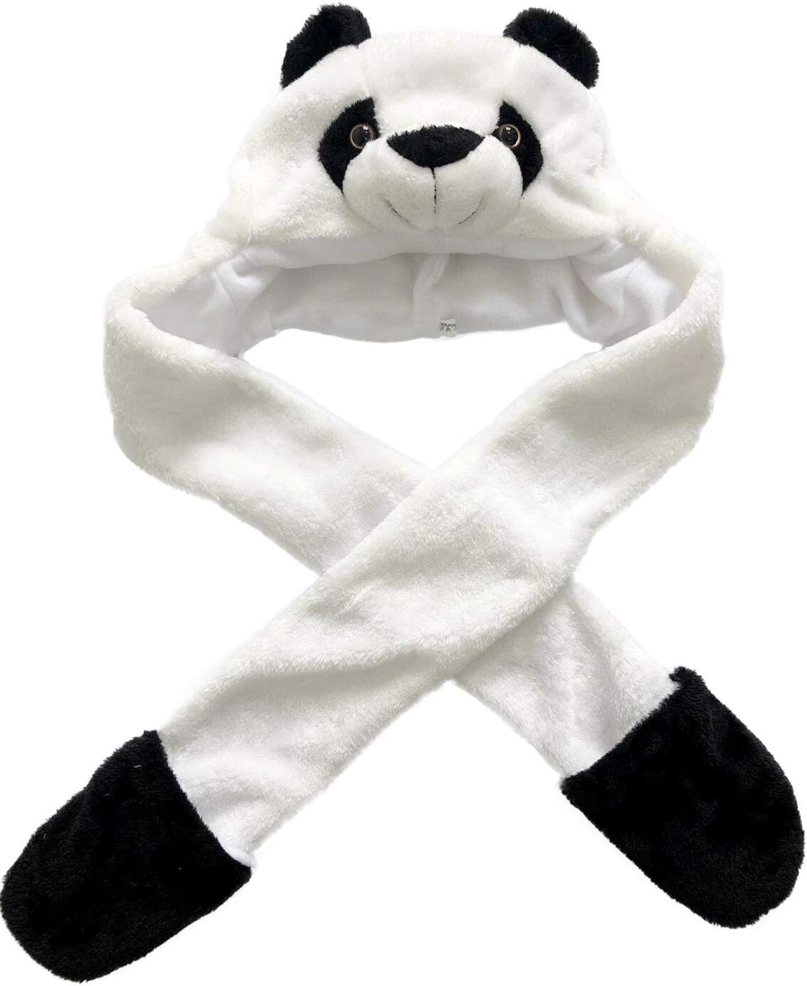 Sister Novelties Animal Hood Hat for Kids and Adults One Size, Animal Hat with Mittens (Panda)