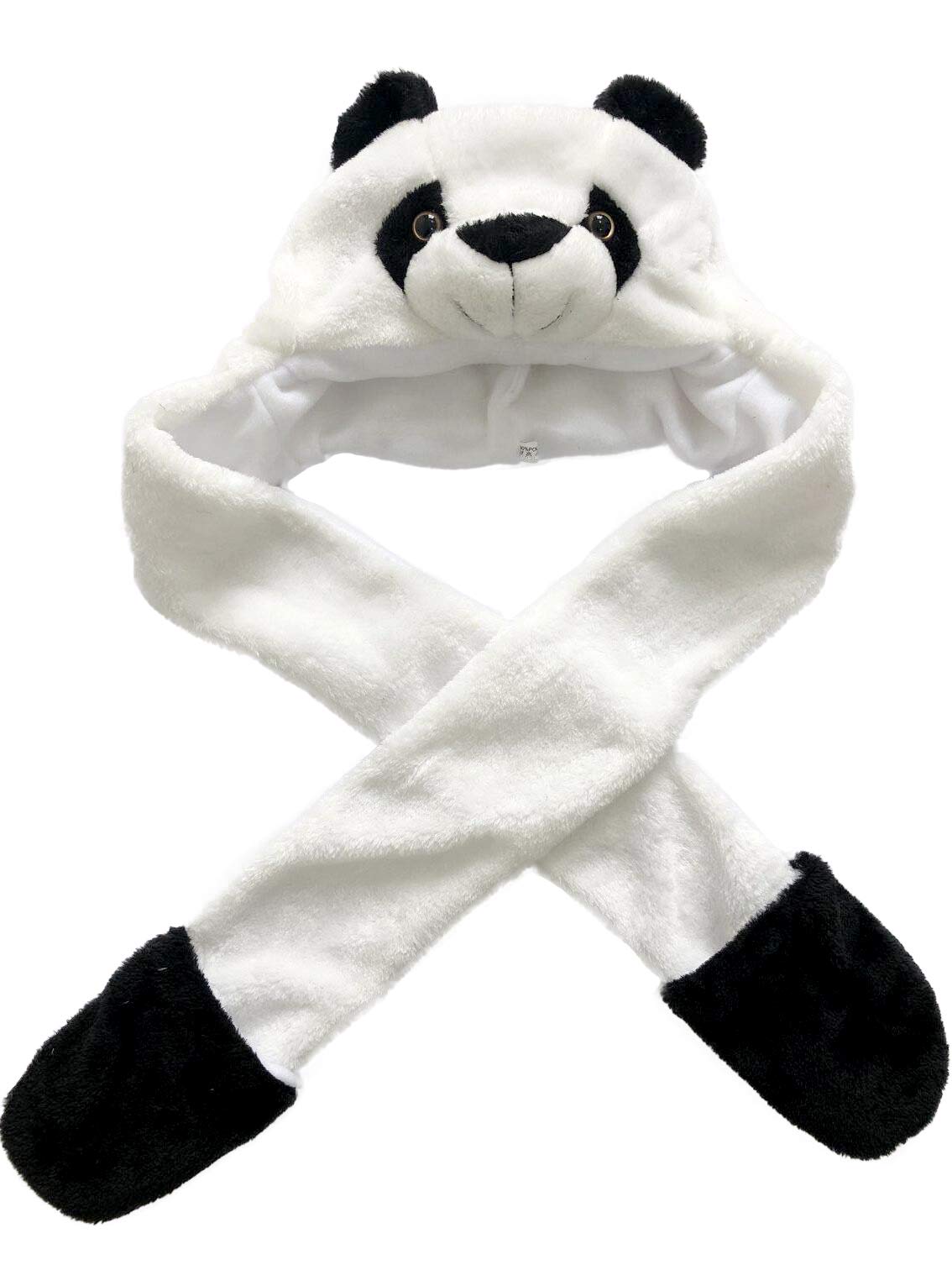 Sister Novelties Animal Hood Hat for Kids and Adults One Size, Animal Hat with Mittens (Panda)
