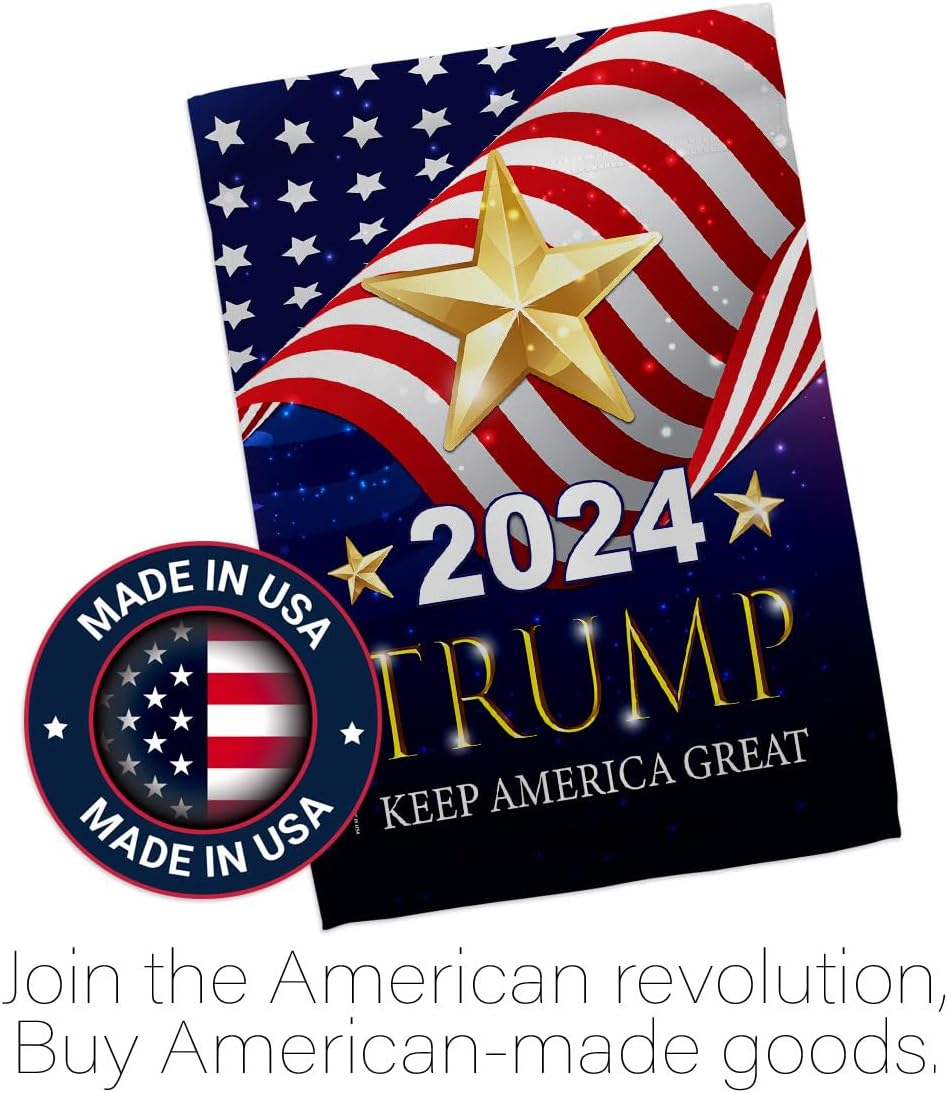 Keep America Great Flag Eagle Pole Kit Wall Hanging Deor for House Porch Trump 2024 MAGA President 47 Patriotic Decorations 4th of July Republican Gifts for Dad Made in USA