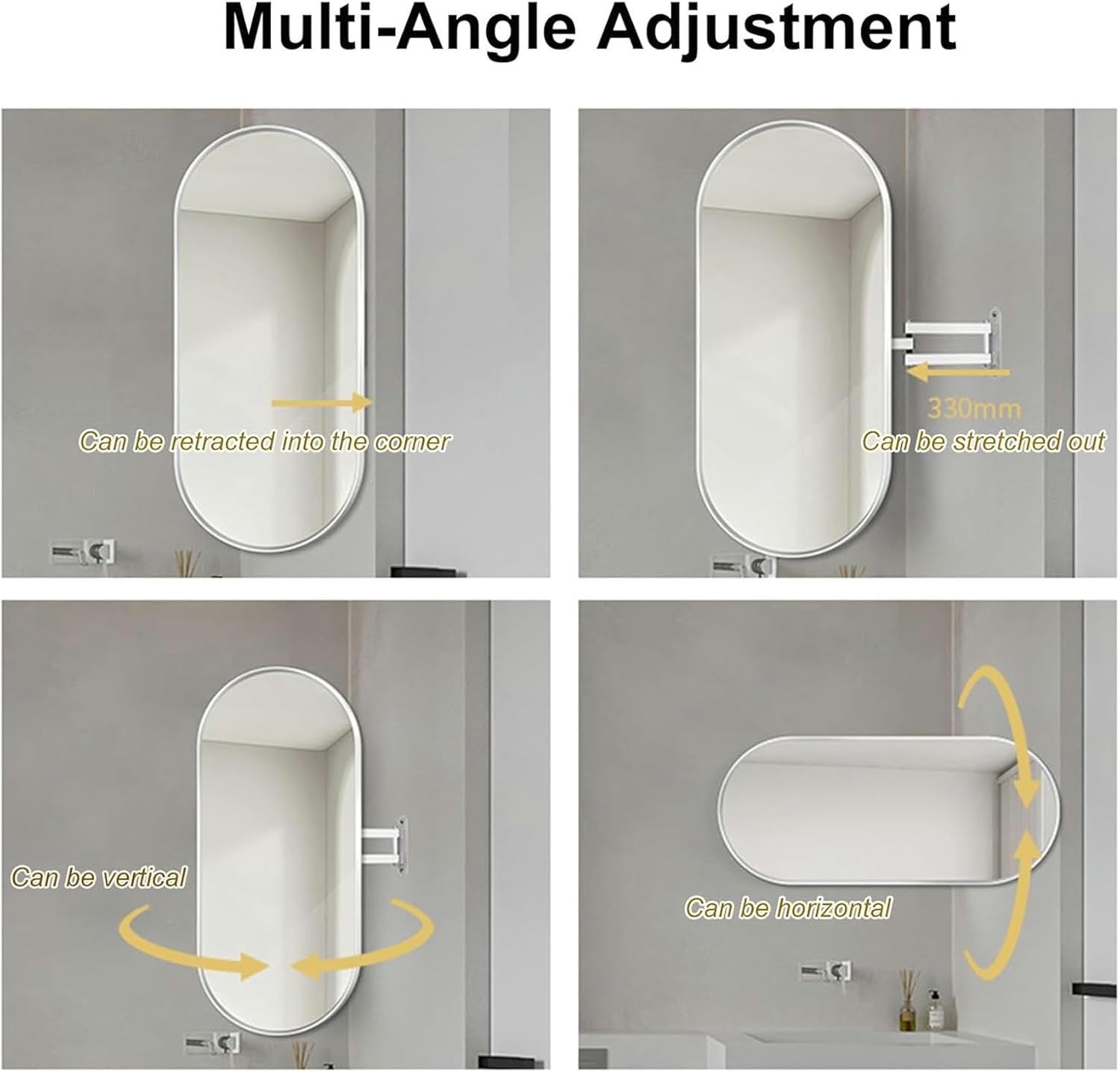 リビングルームのための明確で、壊れない、垂直、水平の腕を備えた黒い