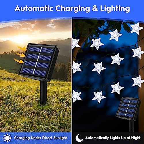 Ninonly Solar Star String Lights, 7m 50 LED, 8 Modes, Waterproof Outdoor Garden Lights for Christmas Wedding, Yard, Patio - Image 4