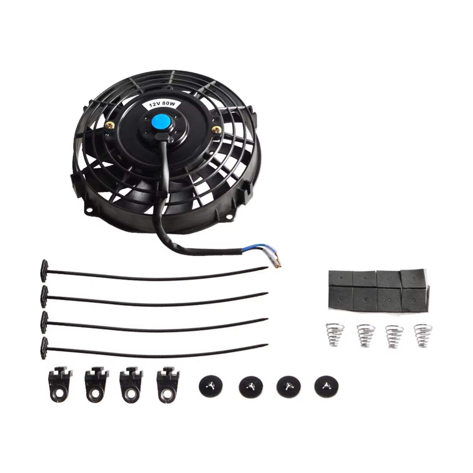 Ventilador Refrigeración Motor 10 Pulgadas Universal 12V 80W 2100RPM Aire Acondicionado Coche Ventilador Refrigeración Radiador Electrónico Cuchillas Kit Montaje Fresco Eléctrico