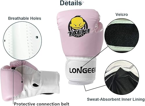 Miniatura 3 de Longeek Guantes de boxeo para niños, guantes de entrenamiento, guantes de bolsa, guantes de combate para niños de 3 a 15 años