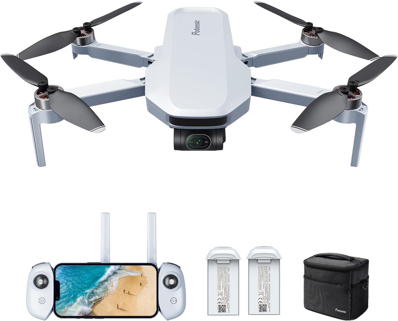 Potensic ATOM 3-Axis Gimbal 4K Drone with Camera for Adults, Under 249g, 64 Mins Flight, Max 6KM Transmission, Visual Tracking, 4K/30FPS QuickShots, Expansion Kit