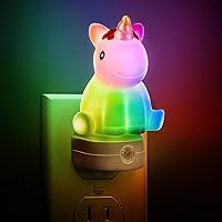 LOHAS Cute 3D Horse LED Plug-in Night Light for Kids - Color Changing, Dusk to Dawn Sensor, 3 Modes, Bedroom Decor & Gift for Girls