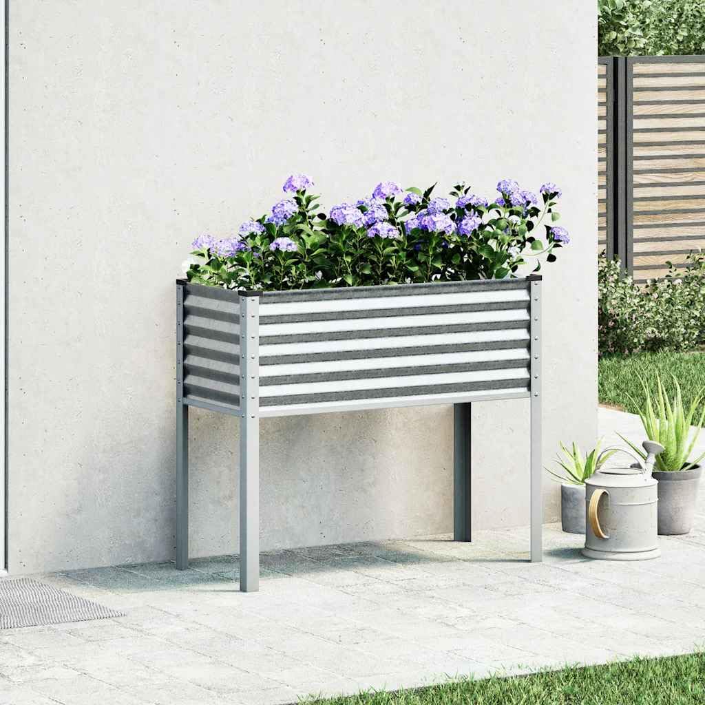 Garten-Pflanzgefäß Verzinkter Stahl 100 x 45 x 90 cm Blumenkasten mit Abflussloch und Bewässerung für Balkon Terrasse Indoor Outdoor als Hochbeet und Balkonkasten