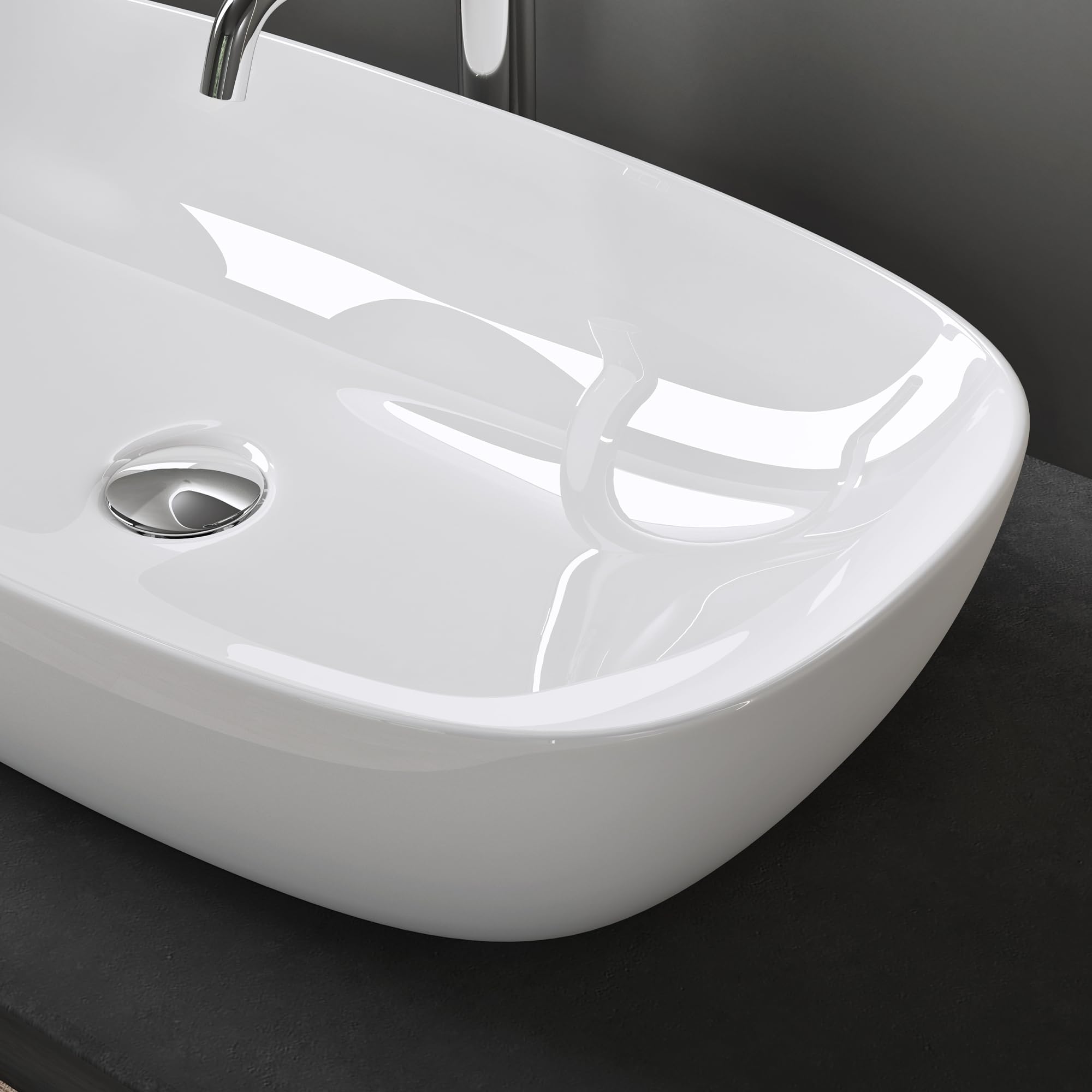doporro Aufsatzwaschbecken Keramik Gäste-WC Waschbecken Waschschlae 50cm weiß glänzend Handwaschbecken Waschplatz Brüssel104