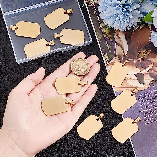 UNICRAFTALE 10pcs Stainless Steel 35mm Long Rectangle Stamping Blank Tags 10pcs Golden Smooth Dangle Blanks Metal Flat Charms with Pinch for Bracelet Necklace DIY Jewelry Making - Image 2