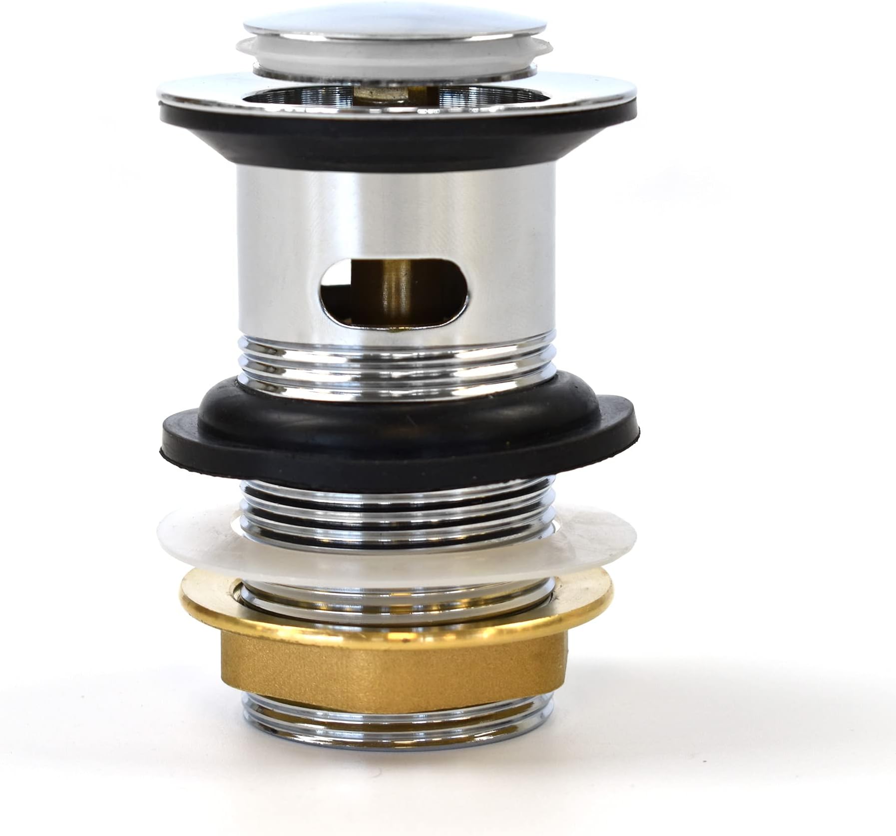 Slotted Chrome Click Clack Basin Waste - Durable Replacement Brass Pop-Up Sink Plug with Seal - Universal Standard G 1 1/4" BSP Connection for Smooth Drainage & Easy Installation