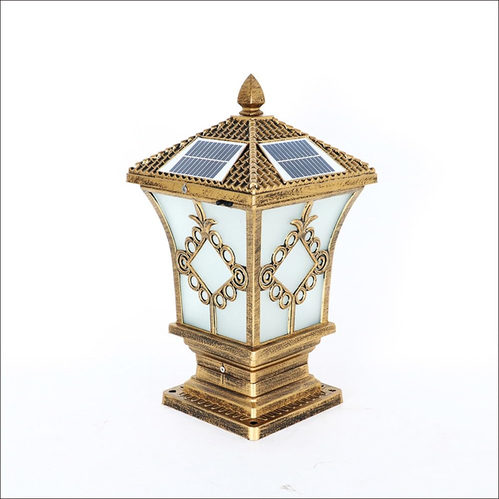 Lampadaire solaire pour clôture avec télécommande - Lanterne de rue pour jardin, cour, patio, chemin, bronze, taille L