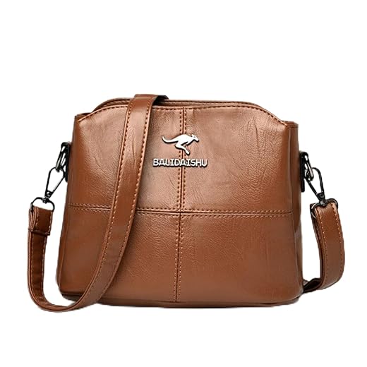 Bolsa de Ombro Pequena Feminina de Couro PU Bolsa Feminina Transversal Vintage Multi Bolso