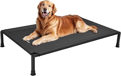 Veehoo Cama elevada resistente para perros, cuna elevada para perros con malla Teslin transpirable, patas de silicona antideslizantes, refrescante,