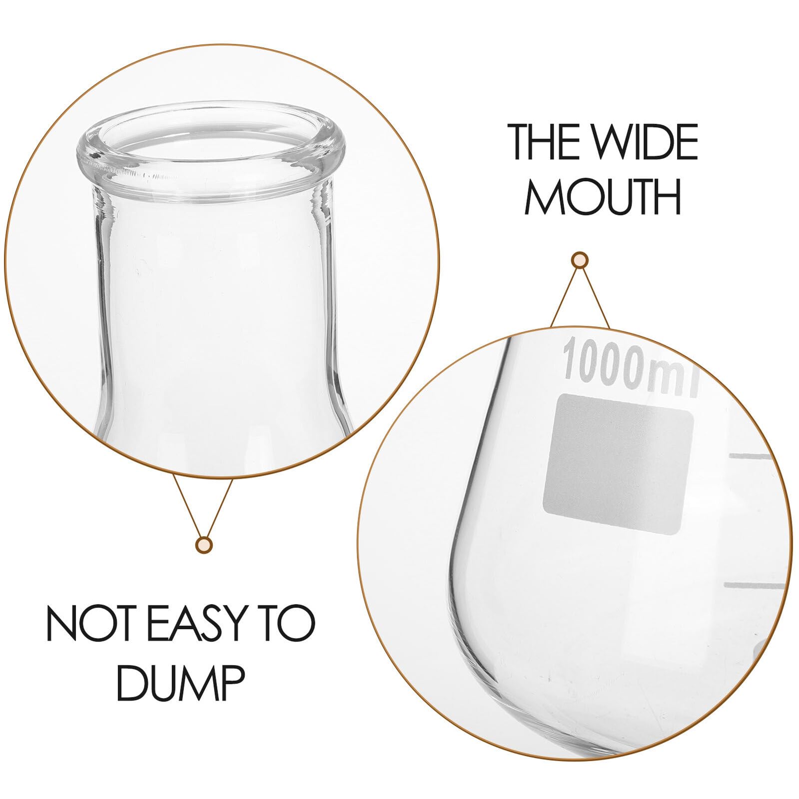 Juego de 5 Matraces Resistente al Calor de Vidrio de Borosilicato Erlenmeyer Cónicos Capacidades 50 Ml, 150 Ml, 250 Ml, 500 Ml y 1 Litro, Cristalería de Fondo Plano