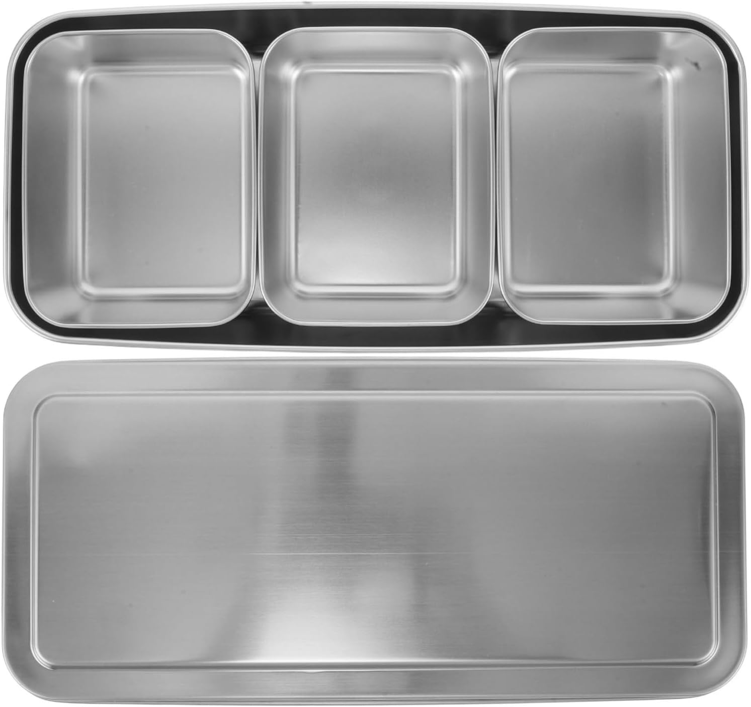 Stainless Steel Spice Box with Lid, 3-compartment Mini Portable Seasoning Container, Airtight Condiment Organizer for Kitchen and Outdoor Use