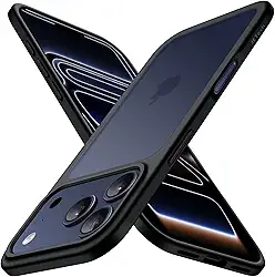 JETech Capa Fosca para iPhone 17 Pro 6,3 Polegadas, Proteção Contra Quedas de Nível Militar, Case Minimalista com Parte Traseira Translúcida Matte, Anti-Impressão Digital (Preto)