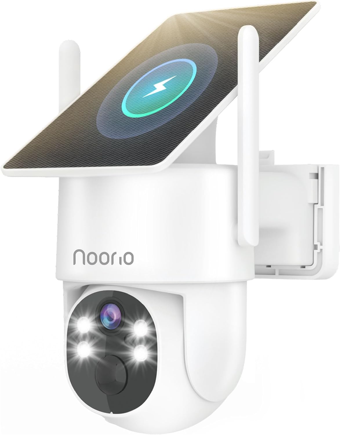Noorio Solar Security Camera Wireless Outdoor, 2K Cameras for Home Security, 4MP 360° Camera with Dual Band WiFi 2.4/5G, AI Human Detection, Color Night Vision, Fixed Solar Panel, IP65, 2 Way Audio