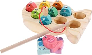TOYANDONA Jogo De Pesca Magnética De Madeira Habilidade Motora Fina Número De Brinquedos Quebra-Cabeça De Classificação De Cores Montessori Forma De Peixe Playset Presente Pré-Escolar Para