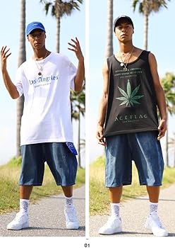 Amazon | [エースフラッグ] ハーフパンツ デニム インディゴブルー