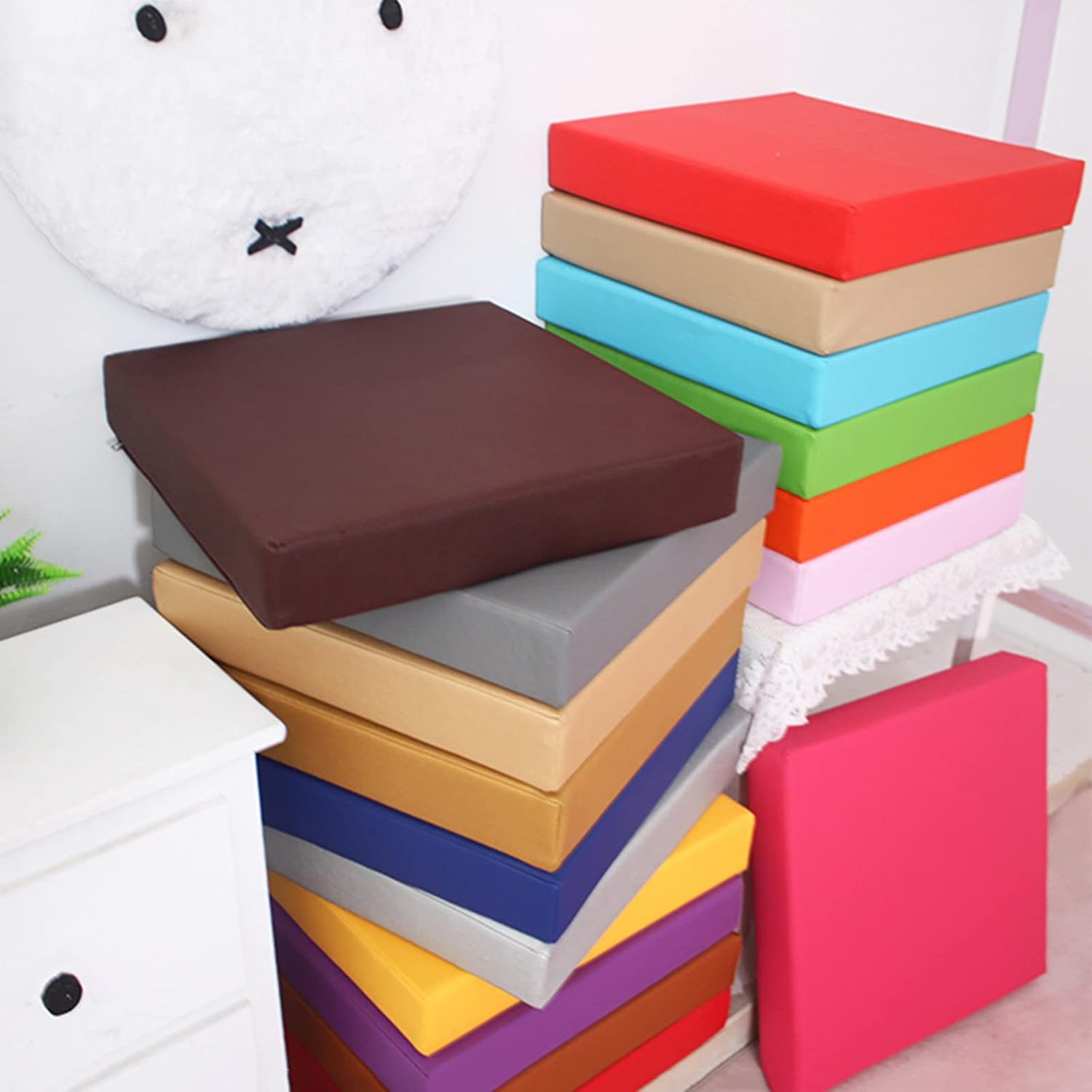 Premium Leather Seat Cushion,Custom Dining Chair Cushions Window Cushions,Waterproof Thicken Cushion Pad Bench Cushion-T 45x45x5cm(18x18x2inch)