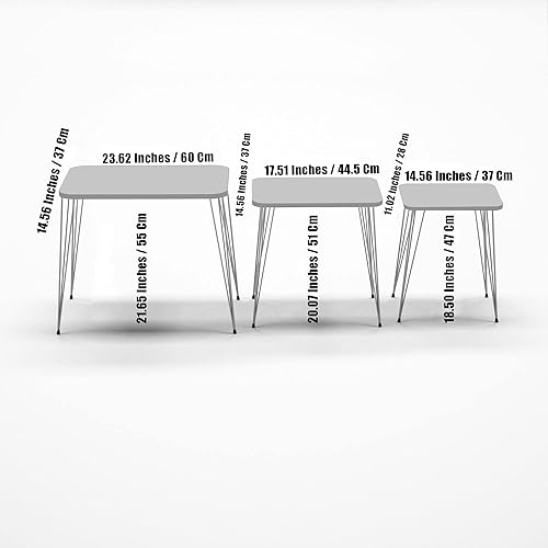 Miniatura 4 de Juego de 3 anidados redondos, base moderna de aspecto de grano de madera para mesas de centro o mesitas de noche, mesa auxiliar, mesa auxiliar