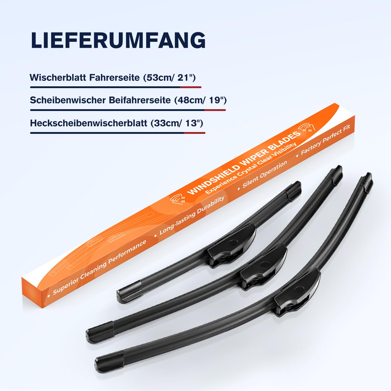 GEARMONSTER Zestaw wycieraczek przednich i tylnych, do VW Golf 4 / IV 1997-2005 (zestaw 3-częściowy: 480 mm/530 mm/330 mm)