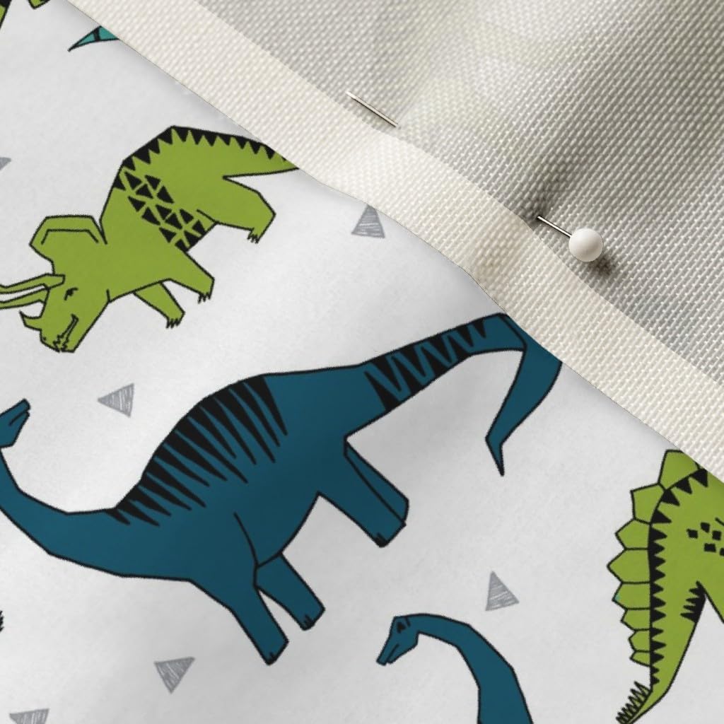 Spoonflower Fabric - Dinosaurs Green Blue Dino Nursery Dinos Printed on Upholstery Velvet Fabric Fat Quarter - Upholstery Home Decor Bottomweight Apparel