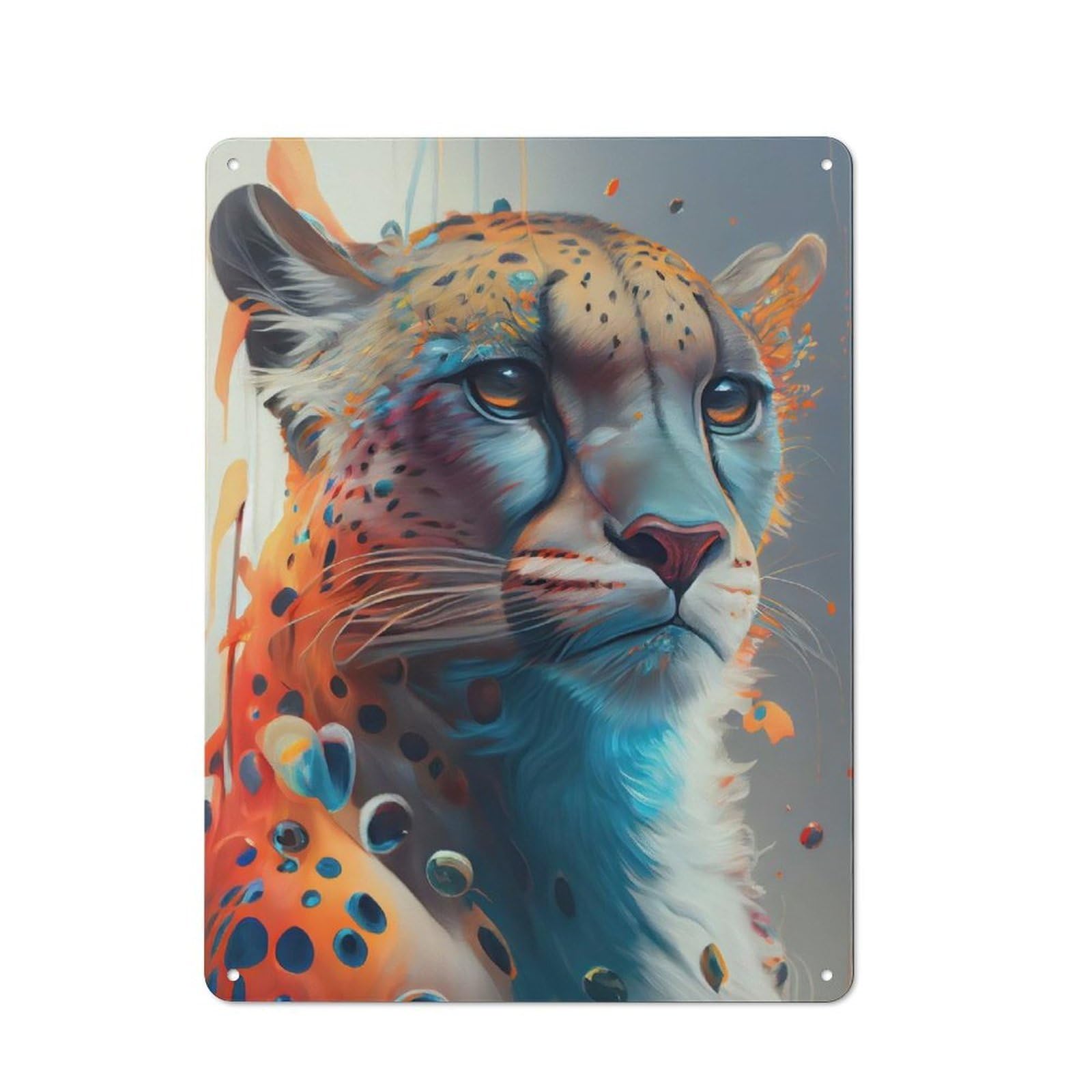 Vintage The Brave Cheetah Metal Plaque 40x30cm, Diner Style Decor for Coffee Bar, Kitchen, Bistro Or Tea Corner